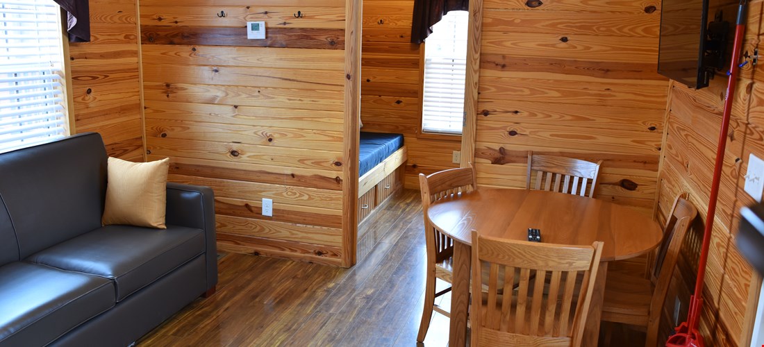 Living area in the two bedroom deluxe cabin